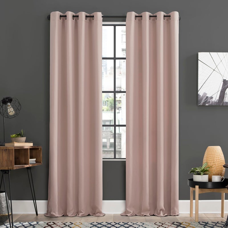 Sun Zero Soho 2-pack Blackout Energy Efficient Grommet Curtain Panel Pair, 54" x 84", Blush Pink - Image 1